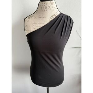 Lauren Ralph Lauren One Shoulder Black Top XS Sleeveless Knit black label